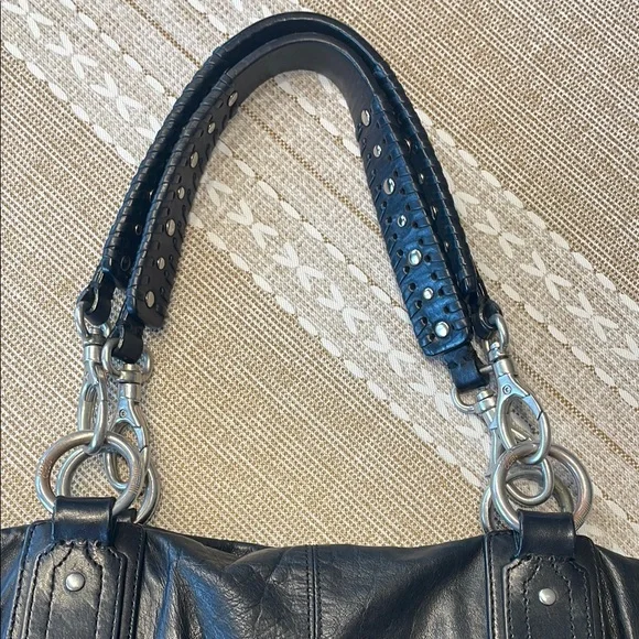 Sigrid Olsen Black Studded Leather Tote Bag Fully Lined - Picture 2 of 12